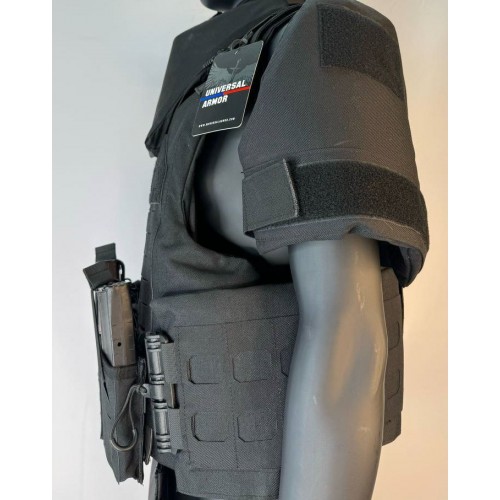 Бронежилет разгрузочный UNIVERSAL ARMOR в Волжском (СВМПЭ + бронеплиты Бр5 класса) черный