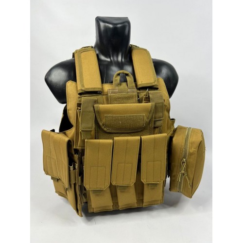 Тактический разгрузочный жилет «5 / пять карманов» с подсумками Tactical Molle Plate Carrier для съемных бронепластин в Волжском